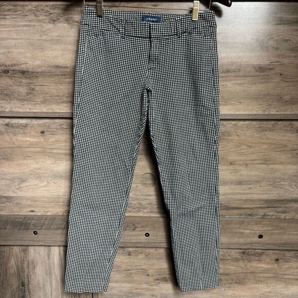 Old Navy Black White Gingham Tapered Dress Pants Pixie Mid-rise Grunge Retro - Picture 4 of 14